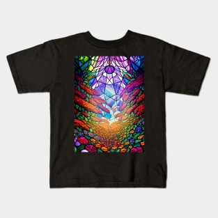 Multicolored Stained Glass Window Kids T-Shirt